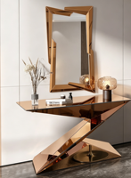 Nouvelle Arrivée Table Console Haut de Gamme Table d'Appoint de Hall Structure Géométrique Unique Console d'Entrée Fournisseur d'Usine Personnalisation Prise en Charge