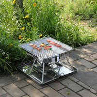 Barbecue portable pliable en acier inoxydable pour camping, foyer extérieur, grille à bois pour usage extérieur