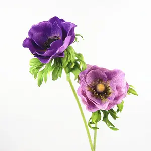 QSLHC503 искусственный цветок настоящий на ощупь фиолетовый одностворчатый цветок анемон