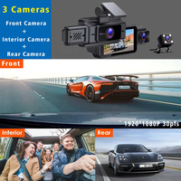 Caméra de tableau de bord WIFI 3 pouces 3 en 1 voiture dvr 3 caméra voiture boîte noire 3 lentilles avant intérieur et arrière caméra de tableau de bord 3 canaux avec wifi dashcam