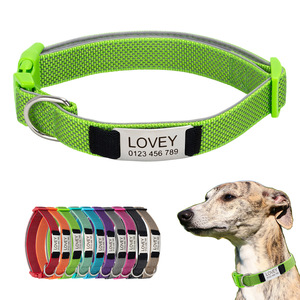 <strong>Personalised</strong> Reflective Adjustable Padded Pet <strong>Dog</strong> Cat Collar with Name Plates Engravable ID <strong>Tag</strong> for Small Medium Large <strong>Dogs</strong> - Product Image 1