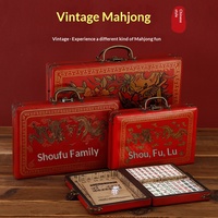 Coffret de Mahjong Rétro CJH Style Antique Motif Dragon – Souvenir de Voyage Anglais, Petits Cadeaux Chinois Originaux