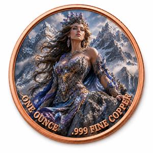 Pièce de monnaie personnalisée en cuivre pur de 1 once, motif Déesse de la Montagne, impression UV, relief élevé, cadeau commémoratif, vente en gros d'usine - Product Image 1