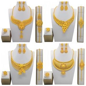 24K Gold Jewelry <b>Set</b> Necklace Earrings Ring <b>Bracelet</b> Women Wedding Luxury Flower Design Fine Jewelry <b>Sets</b> - Product Image 1