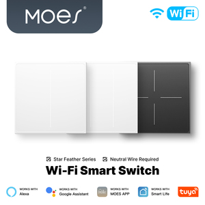 MOES 스타 깃털 Tuya 스위치 스마트 푸시 버튼 중립 조명 장면 2in1 스위치 원격 제어 알렉사 구글 홈 작업 - Product Image 2