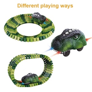 Giocattolo a batteria per pista di dinosauro da 183 pezzi per pista da corsa per slot per bambini con pacchetto personalizzato supportato dalla luce - Product Image 3