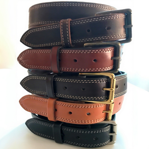 Ceinture en cuir pleine fleur véritable avec logo personnalisé pour homme, ceinture vintage en cuir de vachette tanné végétal, boucle en laiton massif, vente en gros - Product Image 3