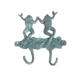 Antique cast iron home decorative wall mounted two frogs hooks