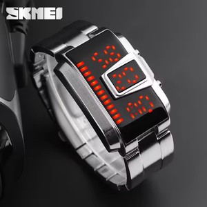 Orologio Digitale Vintage Skmei 1179 con Display LED, Colore Nero, Design Accattivante, Cinturino in Acciaio Inossidabile per Uomo, Forma Rettangolare - Product Image 6