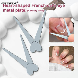 Outil magnétique professionnel pour salon de manucure, <span class=keywords><strong>plaque</strong></span> métallique magnétique œil de chat en forme de cœur, effet œil de chat français en V - Product Image 1