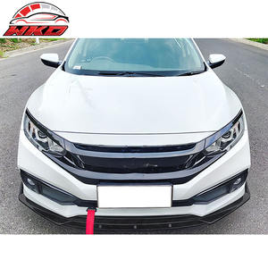 Lèvre de pare-chocs avant compatible avec Honda Civic 2019-2021 style IKON V3, impression fibre de carbone, 2 pièces, pièces auto de haute qualité, kit carrosserie - Product Image 2