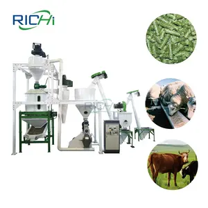 Grande capacidade 1-2 T/H alimentação animal silagem grama lúpulo milho talos palha de trigo alfafa alfafa cânhamo planta pelota