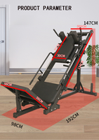 Home Gym mesin pres kaki dapat diatur rak Slide Squat Plate Memuat Pin pilihan kaki tekan besi mesin jongkok kombo