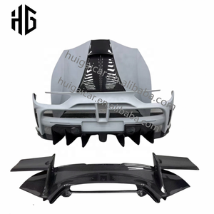 Kit de carrocería de fabricación de fábrica HG para <span class=keywords><strong>Ferrari</strong></span> <span class=keywords><strong>488</strong></span> actualización MSY estilo Kit de carrocería difusor de parachoques trasero delantero faldón lateral guardabarros capuchas - Product Image 6