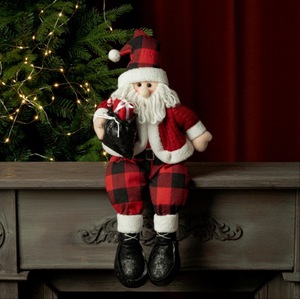 Christmas Shelf Sitter Plush Doll Santa Claus Snowman Stuffed Figure For Xmas Home <b>Fireplace</b> <b>Mantel</b> Decor - Product Image 2