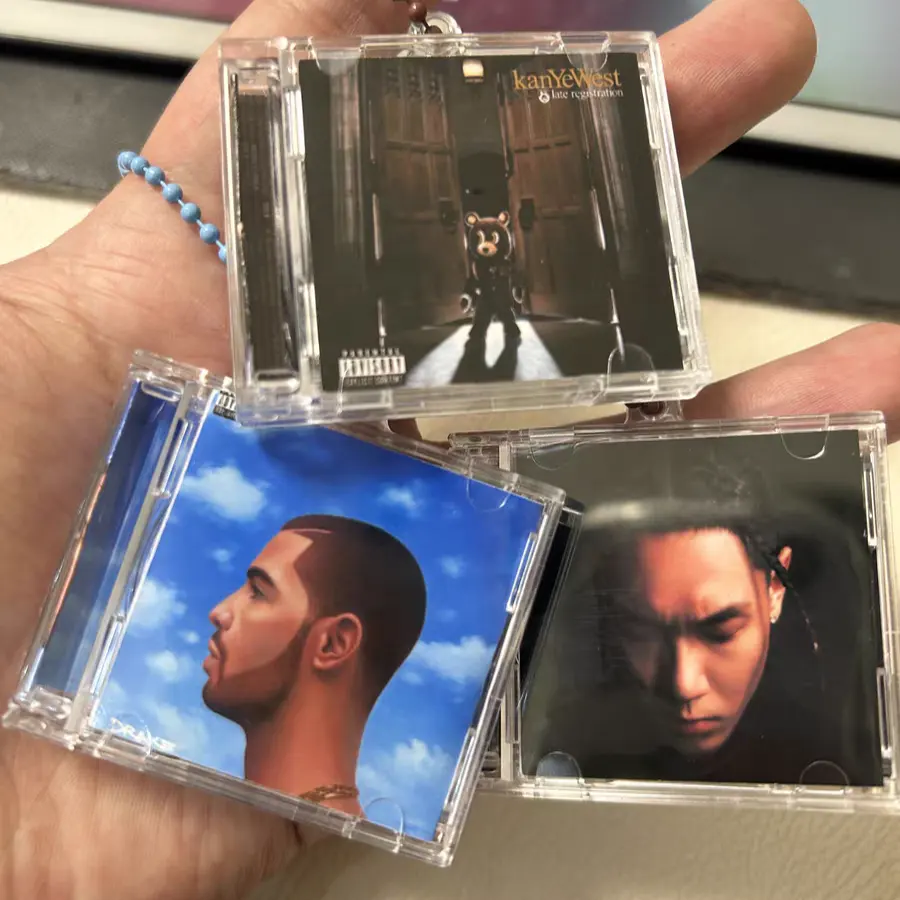 Hinchee gantungan kunci kotak CD idola Album Mini kualitas tinggi kustom dengan gantungan kunci liontin akrilik CD Kpop cetak NFC