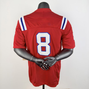 Maillot de football américain personnalisé rouge à col en V et manches courtes pour homme adulte – Vêtement respirant de style baseball - Product Image 4