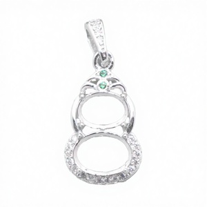 Plata de Ley 925, Marco Vacío para Colgante de Semi-Montura, Engaste de Zirconia para Semi-Montura, para Incrustación DIY, Regalo - Product Image 3