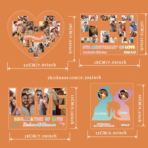 Ornements en acrylique personnalisés, <span class=keywords><strong>collage</strong></span> <span class=keywords><strong>photo</strong></span> sur mesure, cadeaux commémoratifs pour couples, décoration intérieure pour moments mémorables - Product Image 4