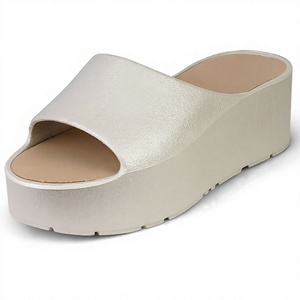 Sandales compensées blanches à plateforme, mules ouvertes à enfiler, pour l'été, intérieur et extérieur - Product Image 1