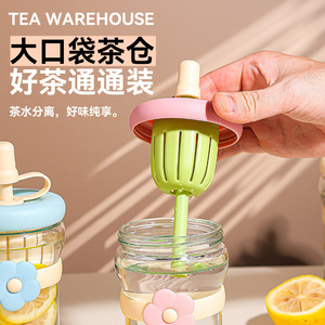 Flower <b>Tea</b> <b>Cup</b> <b>Large</b> Capacity Glass With Lid And Straw For Home Office Use Party Gift Eco Friendly - Product Image 3