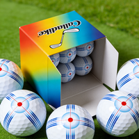 Balle de golf promotionnelle de qualité supérieure avec logo personnalisé, emballage transparent recyclable et triple transparence