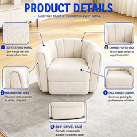 Fauteuil pivotant minimaliste en tissu polaire, housse amovible en velours, tissu extra doux, pour salon, chambre, hôtel, salle de séjour