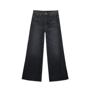 Custom Relaxed Vintage 60s <strong>70s</strong> Bell Bottom Classic Flared Retro Leg Disco Denim Jeans Pants <strong>Mans</strong> Washed Black Baggy Flared Jeans - Product Image 1