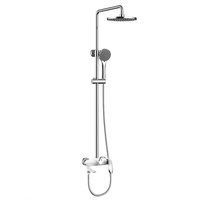 Ensemble de douche thermostatique en laiton à poignée unique Trois sorties d'eau Robinet de bain bon marché pour hôtels Pulvérisation de pluie Noyau de valve en céramique brossée