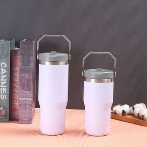 Double Wall Insulated Car Grip Handle Tumbler 20oz 30oz <b>Mug</b> Lid Straw Anti-Slip for Office Home Daily - Product Image 4
