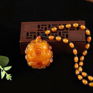 Collana Lunga in Resina Imitazione Anticata YL con Ciondolo Minimalista e Catena in Bambù, Regalo Festa della Mamma - Product Image 4