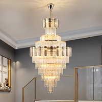 Lustre moderne suspendu au plafond en verre cristal Lampes suspendues Éclairage décoratif de luxe Grands lustres Suspension