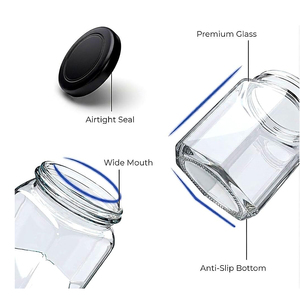 Bocal en verre hexagonal de qualité alimentaire 45-730 ml, récipients hermétiques pour miel, confiture, bonbons, chocolat, nourriture pour animaux, bocal en verre vide - Product Image 4