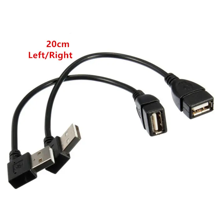 20cm Left/Right Angled 90 Degree USB 2.0 Type A Male to Female USB Cable Extension Cable Cord