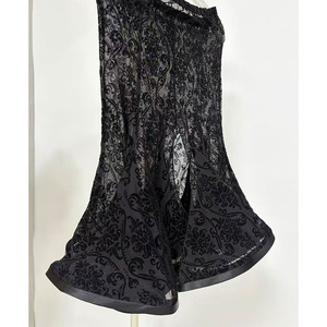 Women's Lace <strong>Split</strong> <strong>Skirt</strong> Latin Dance <strong>Skirt</strong> with Slit and Big Swing Hem for Rumba Cha Cha Salsa Dancing - Product Image 5