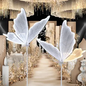 Wedding Stage Props LED Decorative Lights Large White Warm Floor Aisle Butterfly Wing Stage Lights For Wedding Event Decorations