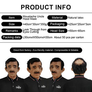 Masque en latex visage amusant de l'<span class=keywords><strong>oncle</strong></span> Moustache, accessoire de déguisement pour fête d'Halloween, jeu de rôle, coiffe de mascarade personnalisable - Product Image 2
