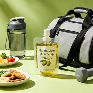 Pochette souple personnalisée de qualité alimentaire avec bec verseur, <span class=keywords><strong>sac</strong></span> de rangement <span class=keywords><strong>vide</strong></span> autoportant pour huile <span class=keywords><strong>d</strong></span>'arachide, huile de sésame pure, huile <span class=keywords><strong>d</strong></span>'olive format <span class=keywords><strong>voyage</strong></span> - Product Image 1