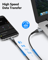 Cable de Datos USB SUNGUY de Nailon Trenzado de 18W, Cable Retráctil de Carga Rápida para Teléfono y Portátil