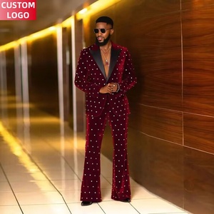 7xl Custom Logo 2 Stuks Heren Pak Banket Feest <span class=keywords><strong>Prom</strong></span> Hand-Toegepaste Strass Setting Past Luxe Voor Mannen - Product Image 6