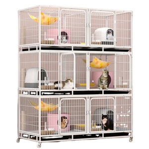 Outdoor Animal Cage Metal Pet Breeding Cage Stainless Steel Wire 6-Door 3-Layer <b>Cat</b> Cage With <b>Wheels</b> - Product Image 1