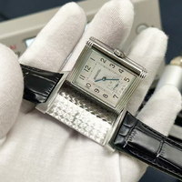 Montre-bracelet mécanique carrée rétro pour homme avec verre saphir, cadran guilloché gravé, aiguille des secondes indépendante et bracelet en cuir noir grain crocodile