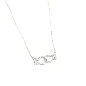 factory newest kiss fish 925 sterling silver necklace for girl friend