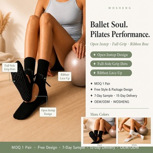Chaussettes de yoga personnalisées OEM pour femmes, avec nœud en <span class=keywords><strong>ruban</strong></span>, antidérapantes, à semelle intégrale, dos ouvert, pour Pilates, style Balletcore, luxe discret pour le sport - Product Image 1