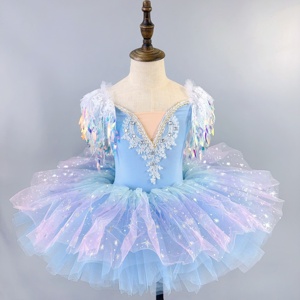 Costume da Balletto per Bambine per <span class=keywords><strong>Capodanno</strong></span>, Abito da Principessa Vaporoso, Piccolo Cigno con Paillettes e Tulle Arcobaleno per Spettacoli - Product Image 6