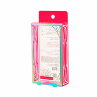 Boîte cadeau Hit Beauty rose holographique en PVC, boîte d'emballage suspendue pour cosmétiques et accessoires, logo personnalisé, boîte de vente au détail, écologique