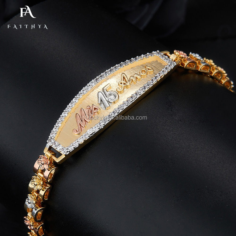 Faithya Professional 15th Anniversary Gift - Tricolor Gold Bracelet