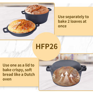 Ensemble 2-en-1 : <span class=keywords><strong>Cocotte</strong></span> en <span class=keywords><strong>fonte</strong></span> et poêle à frire, pré-culottée, ronde, pour pain - Product Image 3