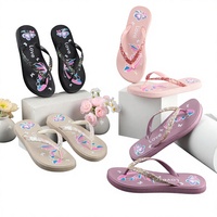 Vente en gros usine – Tongs ouvertes en EVA pour femmes, antidérapantes, anti-odeur, imprimées couleurs mélangées, printemps-été