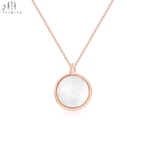 New Arrival 18K <b>Solid</b> Rose <b>Gold</b> Natural White Mother-of-Pearl With Natural Diamond <b>Pendant</b> Necklace For Women's Anniversary Gift - Product Image 4